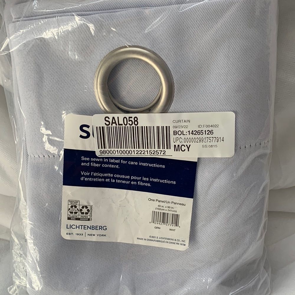 Light Blue One Panel SUN ZERO Curtain